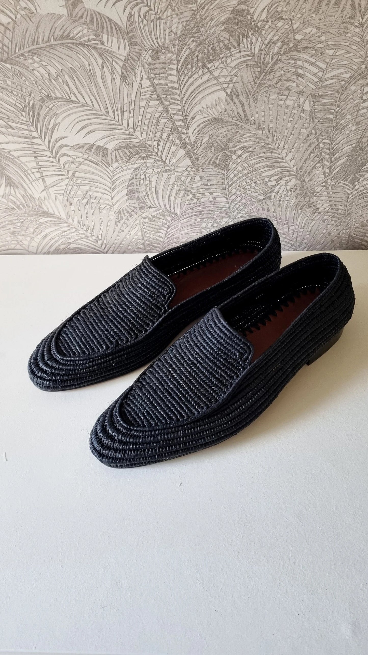 PLAIN RAFFIA LOAFER BLACK - Milsouls
