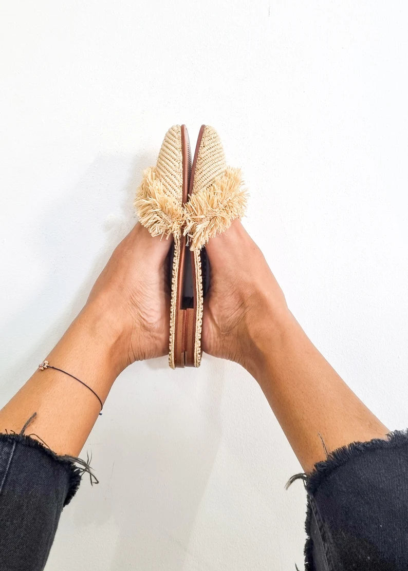 MILY RAFFIA MULES