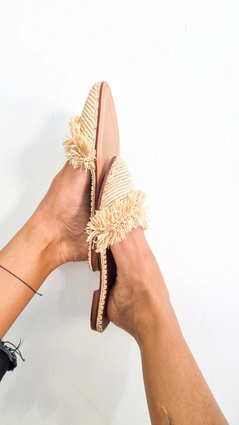 MILY RAFFIA MULES