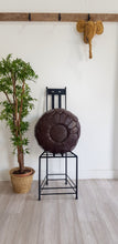 BROWN LEATHER POUF