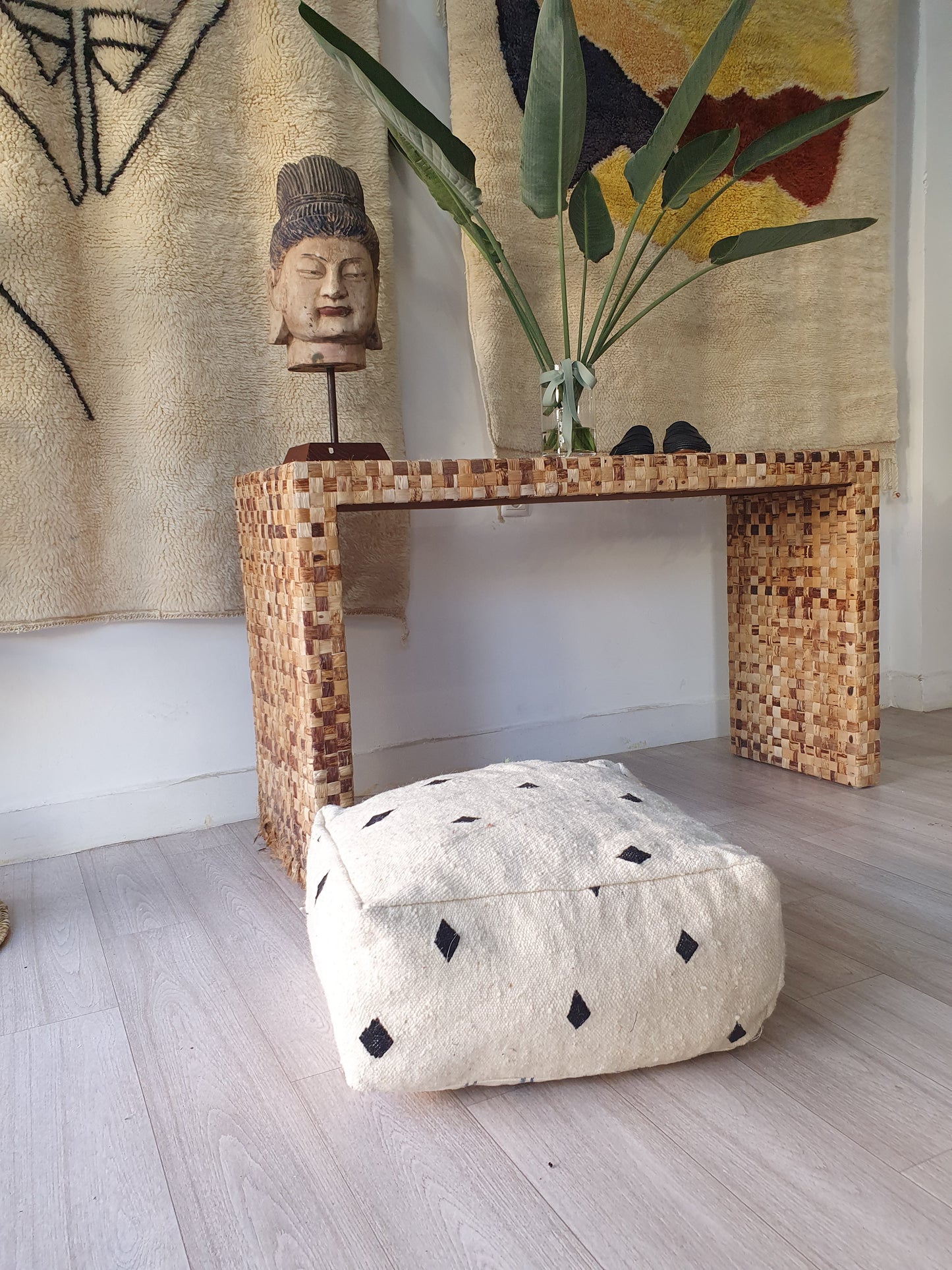 POUF DE SOL KILIM CRÉMEUX