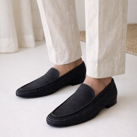 PLAIN RAFFIA LOAFER BLACK