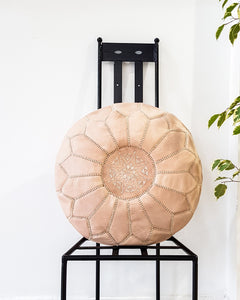 NATURAL LEATHER POUF - Milsouls