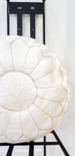 WHITE LEATHER POUF - Milsouls