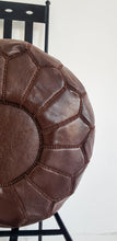 BROWN LEATHER POUF