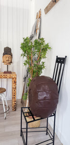 BROWN LEATHER POUF