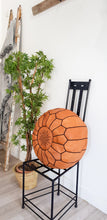 LIGHT BROWN LEATHER POUF