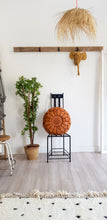 LIGHT BROWN LEATHER POUF