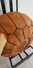 LIGHT BROWN LEATHER POUF