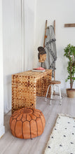 LIGHT BROWN LEATHER POUF