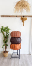 LIGHT BROWN LEATHER POUF