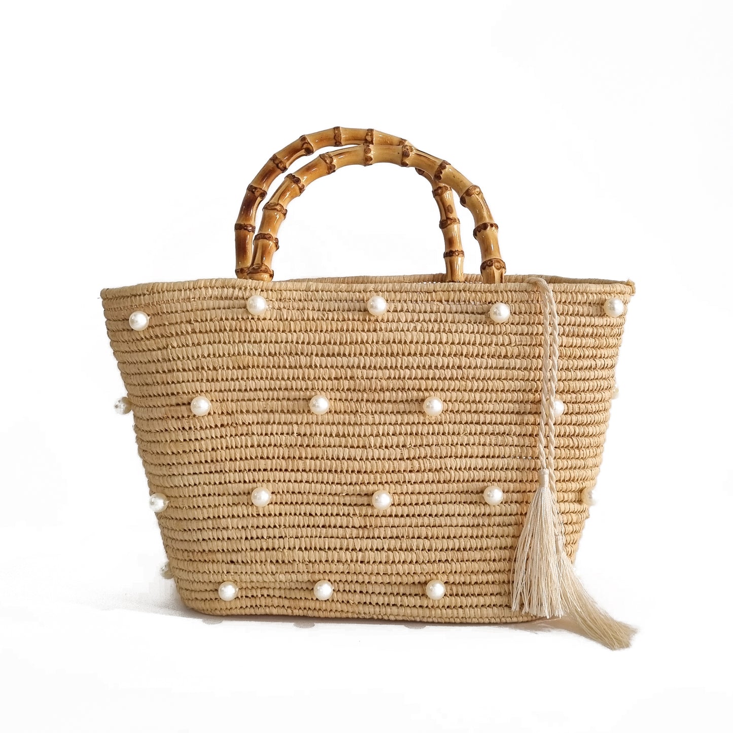 PEARL RAFFIA TOTE BAG