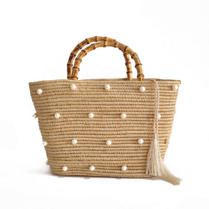 PEARL RAFFIA TOTE BAG