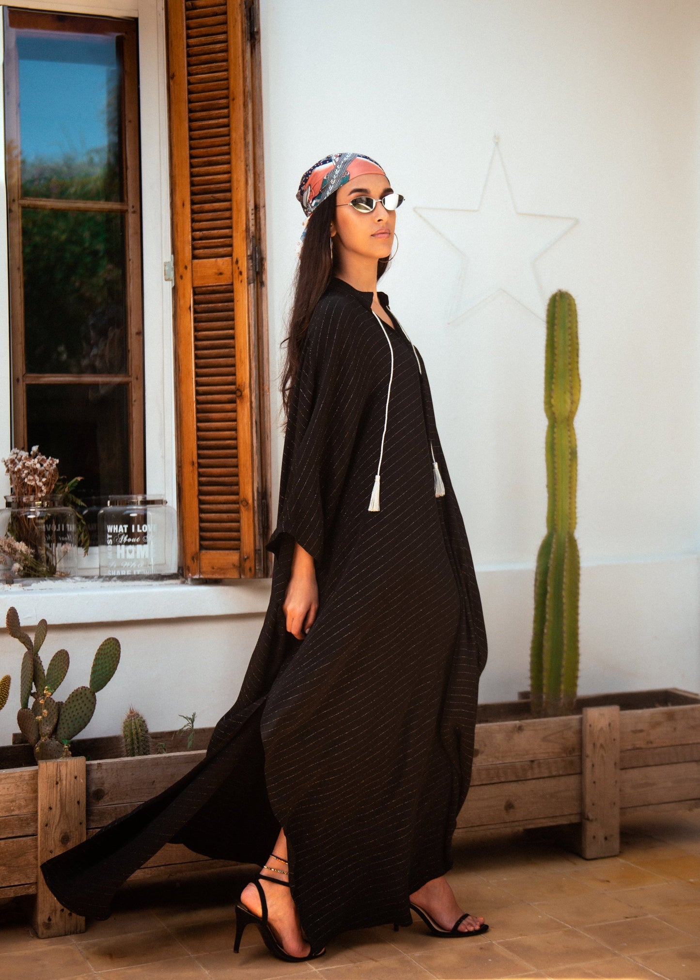 CAFTAN SAINT RAYURES - NOIR