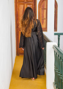 VALENTINA BLACK LINEN MAXI DRESS - Milsouls