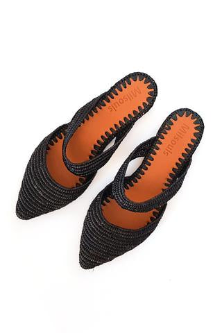 RAFFIA BLACK MULE